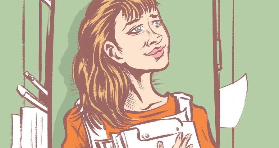 Happy student in front of locker